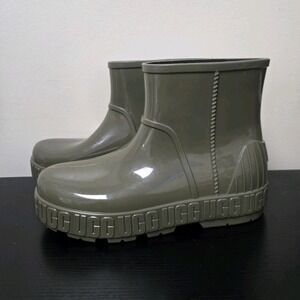UGG Waterproof Olive Ankle Rain Boots for Men with Faux Fur Insole Size 8 1/2